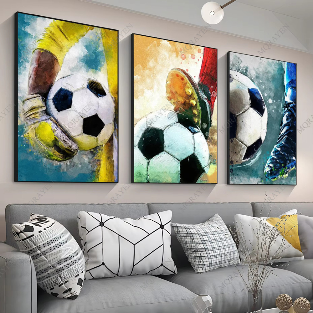 Watercolor Poster Print - لوحات فنية مائية لكرة القدم، طباعة