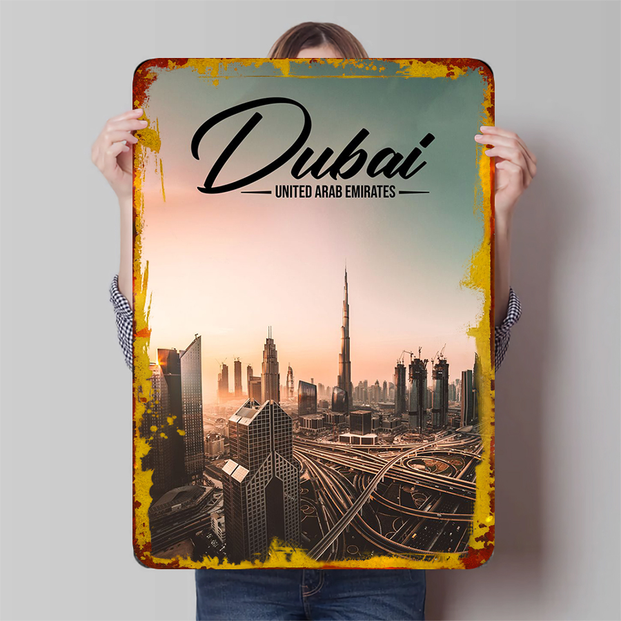 Home Decor Uae - دبي سيتي سكيب جدار معدني الفن