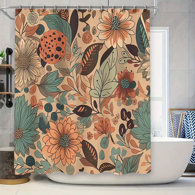 Home Decor Color Palettes - ستارة حمام عصرية بنقوش زهرية، ديكور