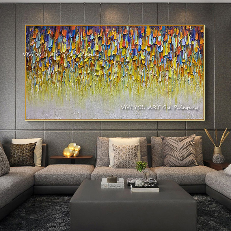 Home Decor Color Palettes - لوحة زيتية سميكة تجريدية مصنوعة يدويًا