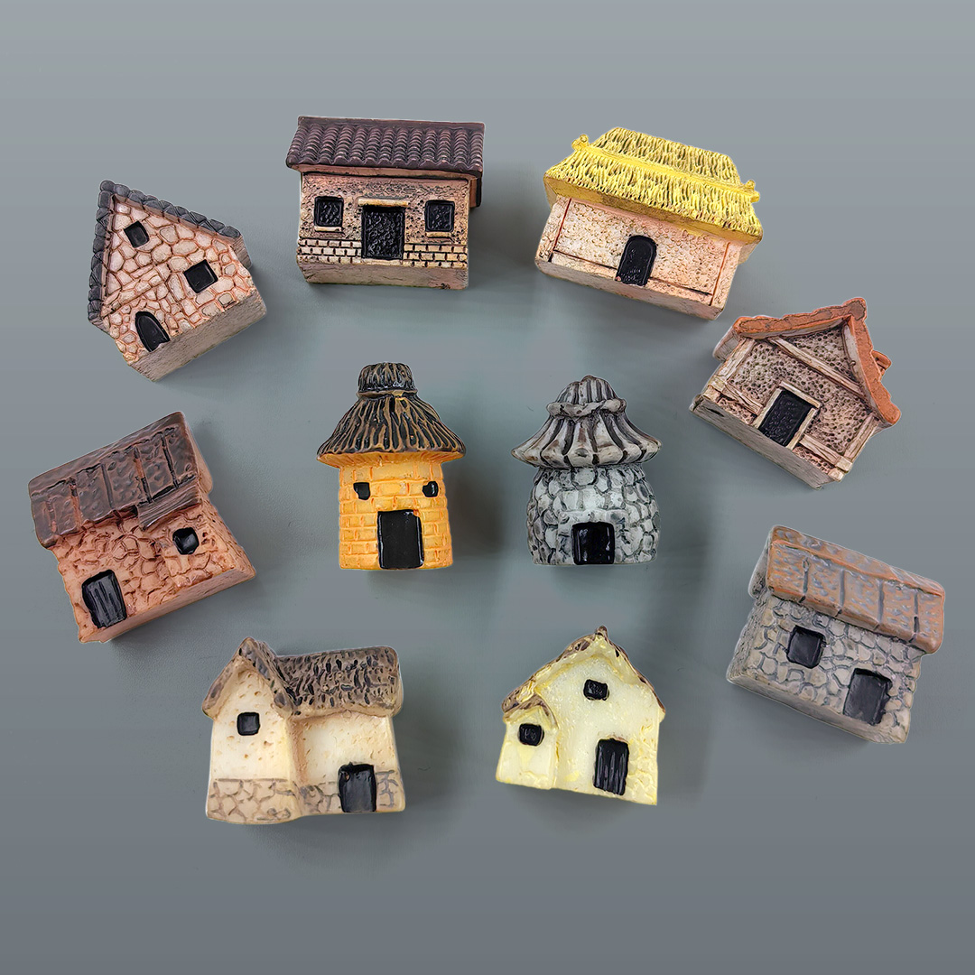Home Decor Za - مجسم منزل صغير من الراتنج، حرف