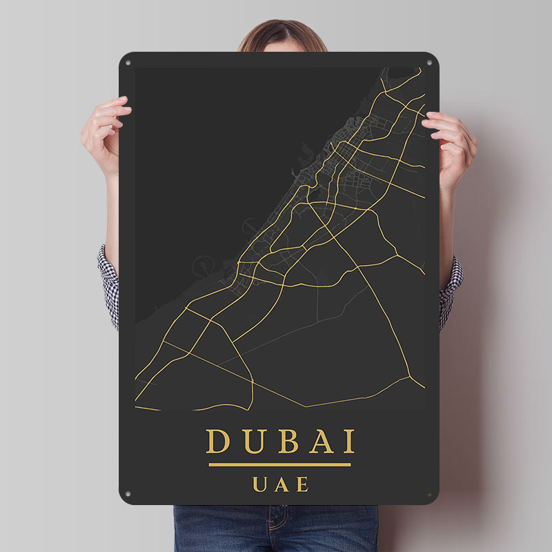 Home Decor Uae - لوحة فنية مطبوعة لخريطة دبي الإمارات