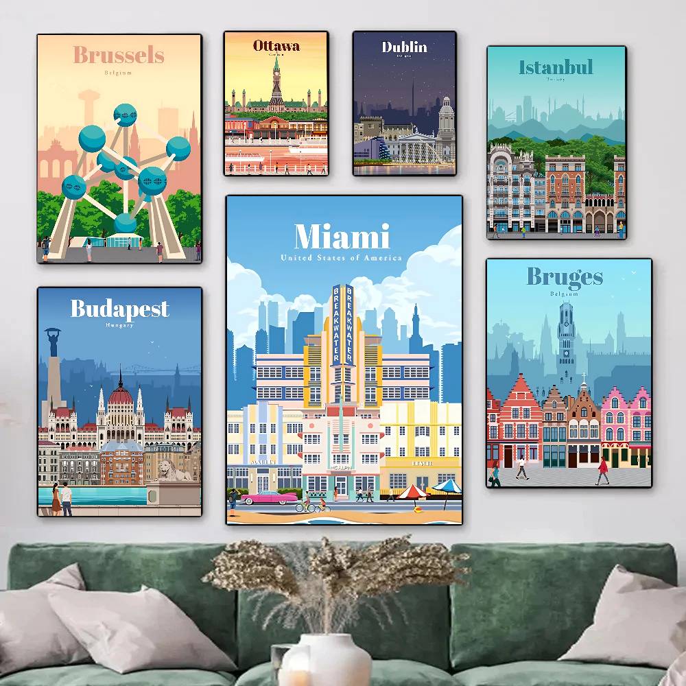 Home Decor Tokyo - ملصقات سفر عتيقة بتصميم خرائط مدن