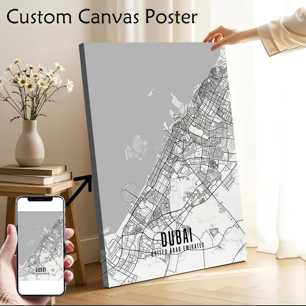 لوحة فنية جدارية لخريطة مدينة  - مراجعة Home Decor Uae وسعره