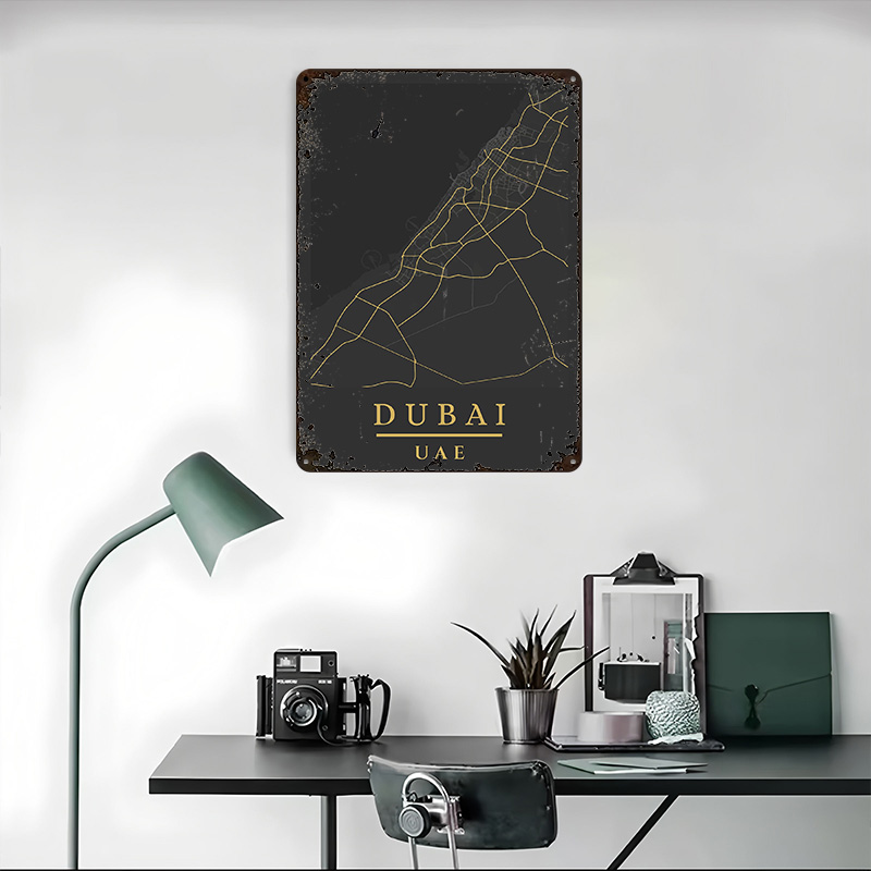 لوحة فنية مطبوعة لخريطة دبي ال - مراجعة Home Decor Uae وسعره