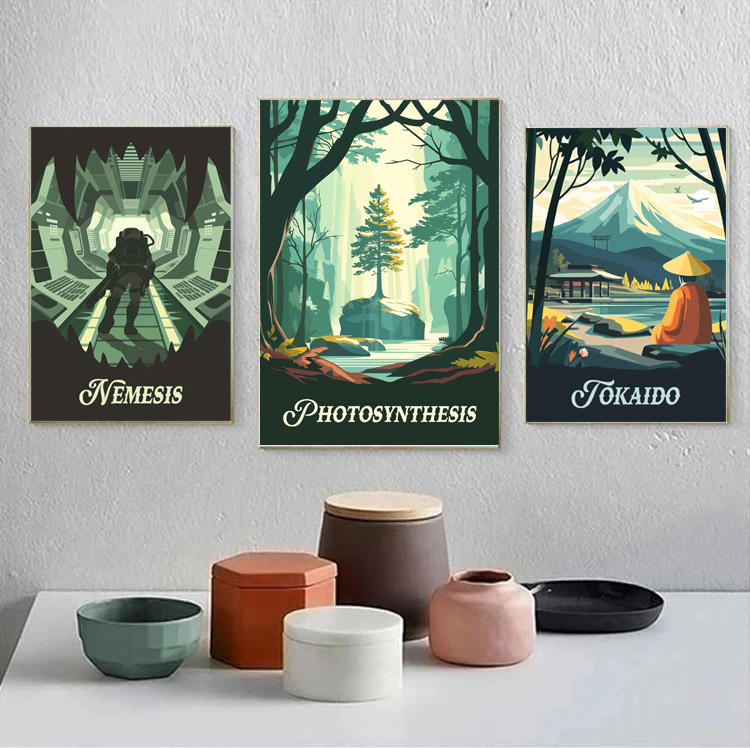 الكرتون مجردة لعبة المشهد المش - مراجعة Watercolor Poster Print وسعره